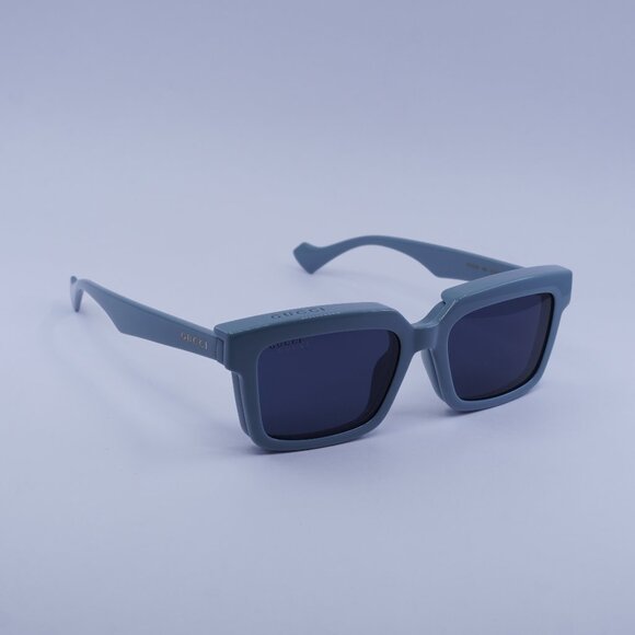 Gucci GG1543S 003 Sunglasses Blue Square Frame, Transparent with Clip-On Lenses - Picture 1 of 12